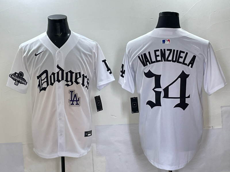 Men Los Angeles Dodgers  #34 Valenzuela white Nike 2025 MLB jersey 0011